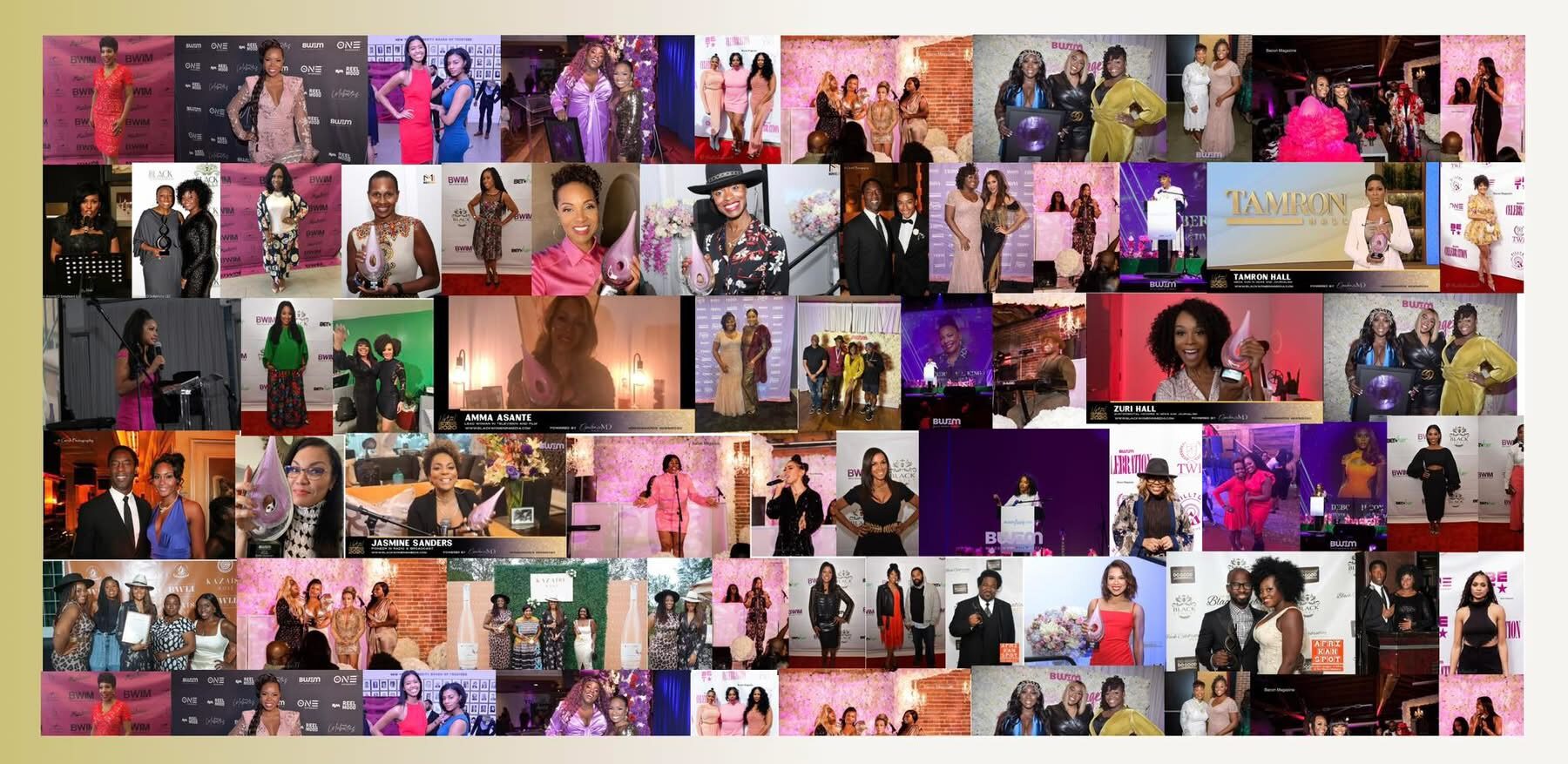 Archival collage of honorees and guests at events produced by Judith Jacques